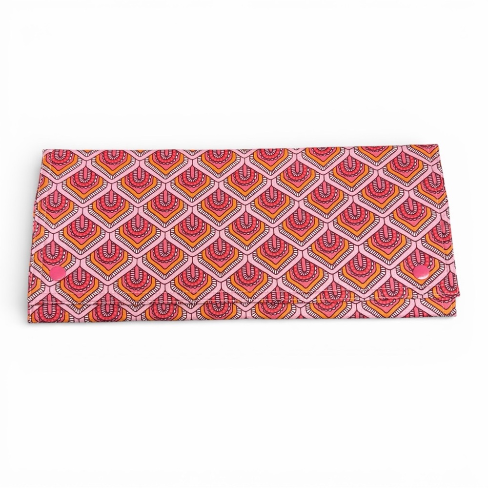 Hand Crafted Fabric Playing Card Holder 5 Pockets with Snap Closure 10.5” Pink - Picture 6 of 9